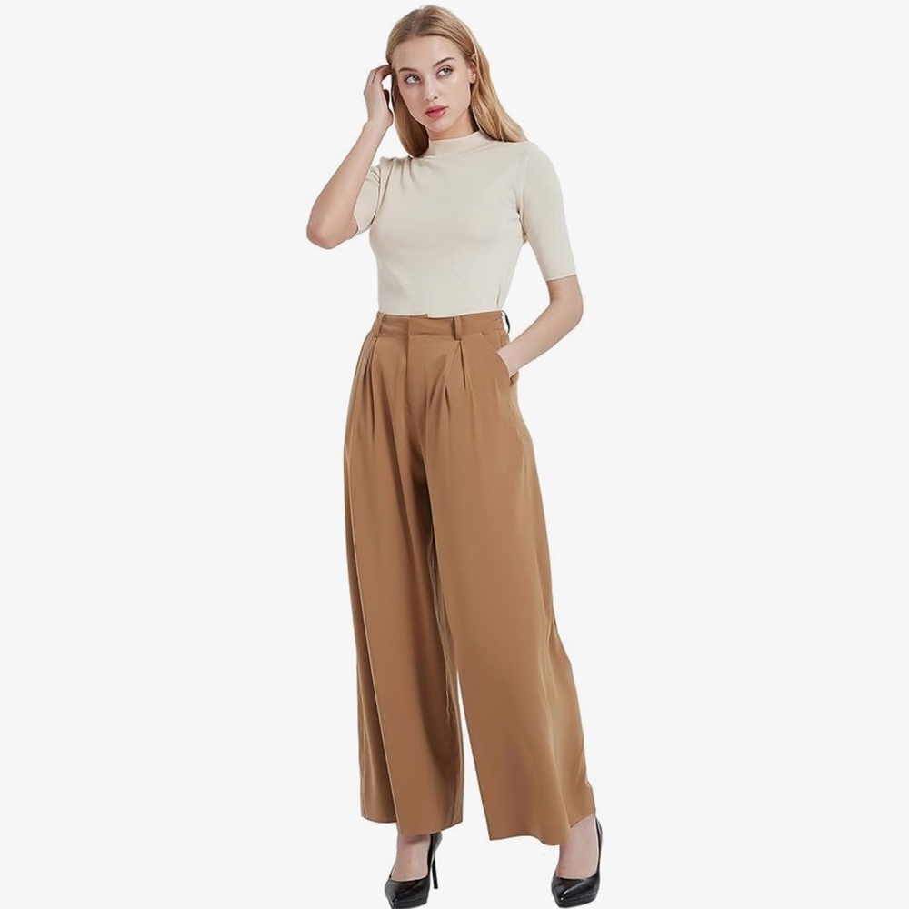 Amazon Wide-Leg High Waisted Tan Women's Pants
